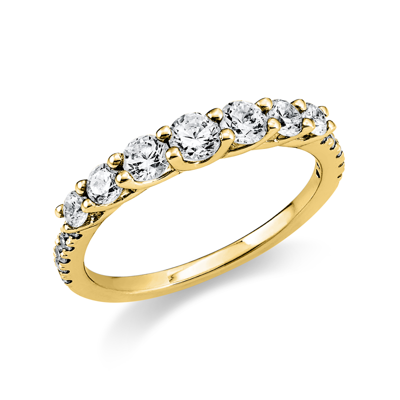 Image 90003204 - Ring 14 kt GG, 3 Brillanten 0,43 ct, TW-si, 14 Brillanten 0,38 ct, TW-si, ...