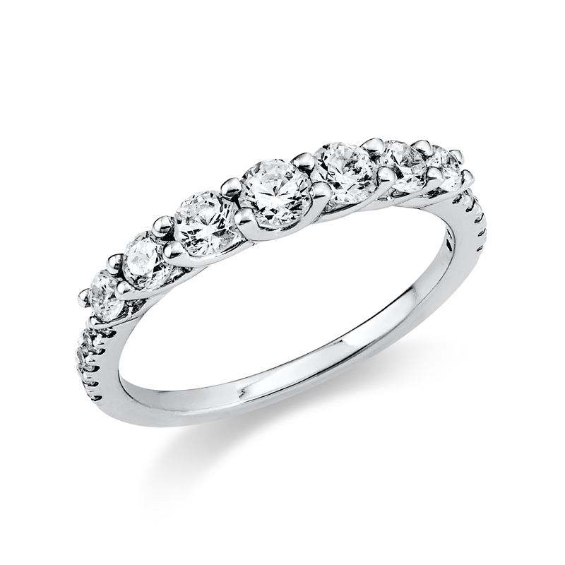 Image 90003212 - Ring 14 kt WG, 2 Brillanten 0,27 ct, TW-si, 4 Brillanten 0,25 ct, TW-si, 1 Brill. 0,15 ...