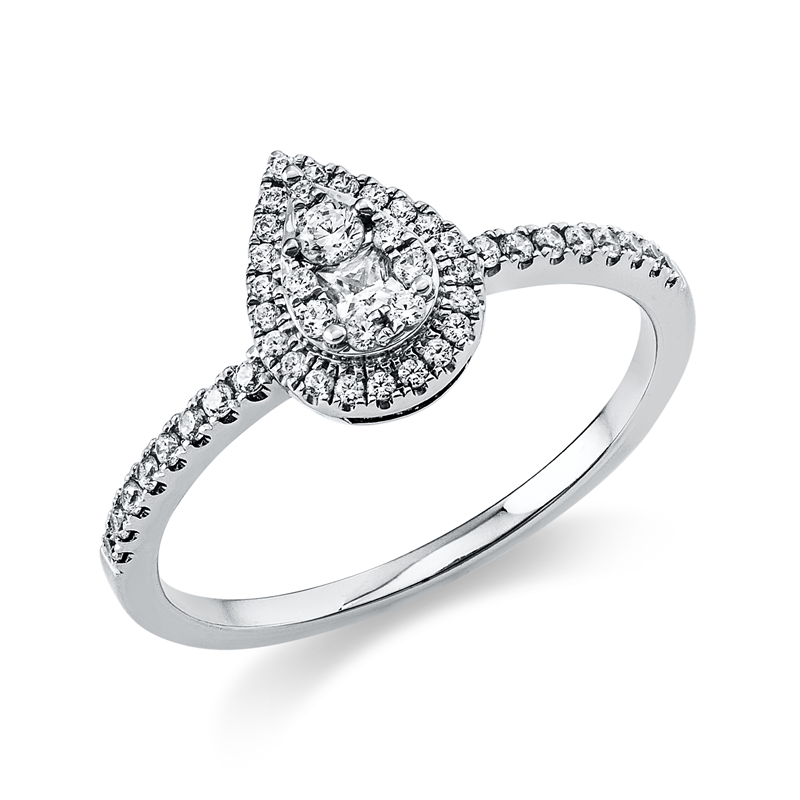 Image 90004462 - Ring 18 kt WG Tropfen, 1 Brill. 0,03 ct, TW-si, 1 Princ. 0,07 ct, TW-si, 45 Brillanten ...