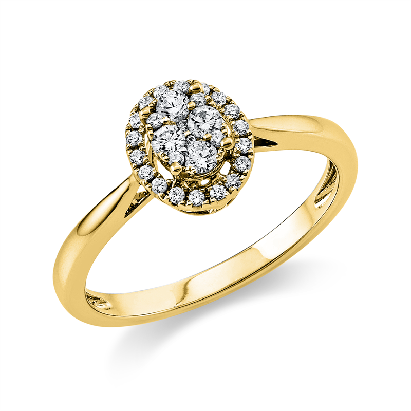 Image 90004471 - Ring 18 kt GG Oval, 28 Brillanten 0,24 ct, TW-si, Weite:60 =*=*= Unterkategorie: ...