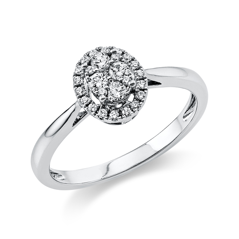 Image 90004477 - Ring 18 kt WG Oval, 4 Brillanten 0,14 ct, TW-si, 24 Brillanten 0,11 ct, TW-si, ...