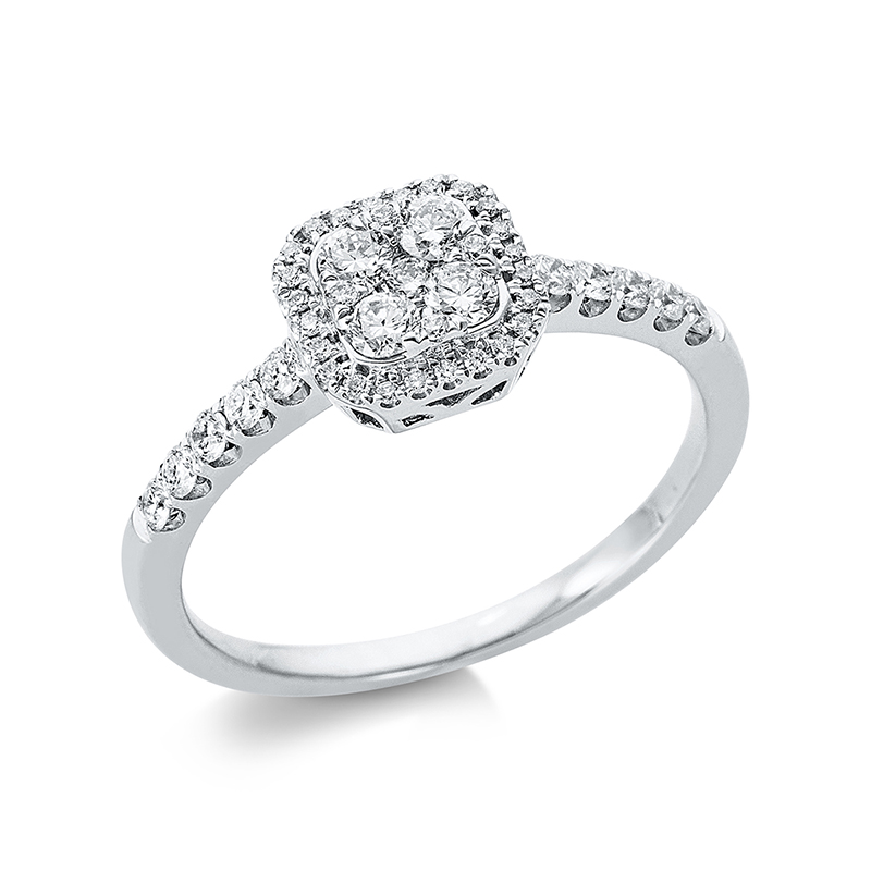 Image 90004479 - Ring 14 kt WG, 4 Brillanten 0,18 ct, TW-si, 39 Brillanten 0,24 ct, TW-si, ...