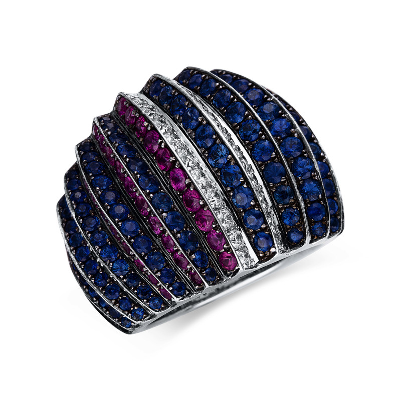 Image 90003215 - Ring 18 kt WG, Fassung teils schwarz rhodinie, 79 Brillanten 1,76 ct, TW-vsi/si, 57 ...