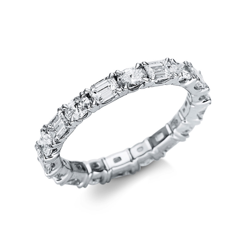 Image 90004483 - Ring 18 kt WG, 9 Oval 0,78 ct, TW-vsi, 9 Sm.schliff 1,18 ct, TW-vsi, B:3,2 mm, ...