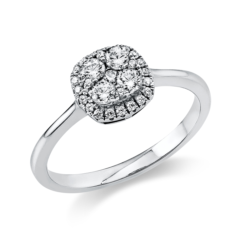 Image 90003223 - Ring 18 kt WG, 4 Brillanten 0,22 ct, TW-si, 25 Brillanten 0,12 ct, TW-si, ...