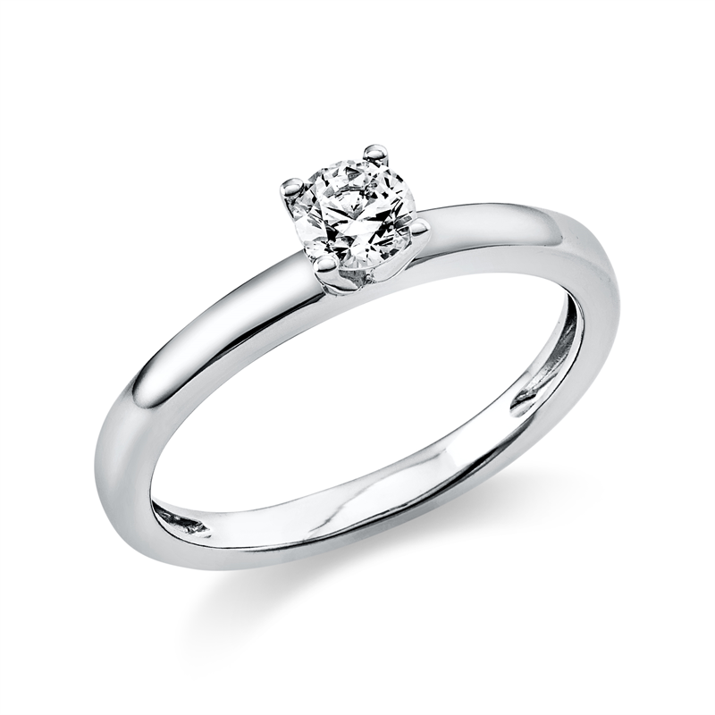 Image 90004542 - Ring 4er-Krappe 14 kt WG, GIA1156341782, 1 Brill. 0,30 ct, F-si, ...