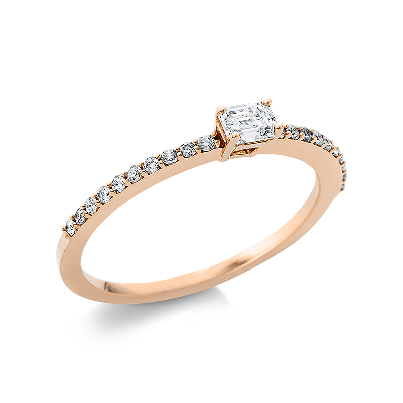 Image 90004655 - Ring 4er-Krappe 18 kt RG, 1 Sm.schliff 0,20 ct, TW-si, 20 Brillanten 0,13 ct, TW-si, ...