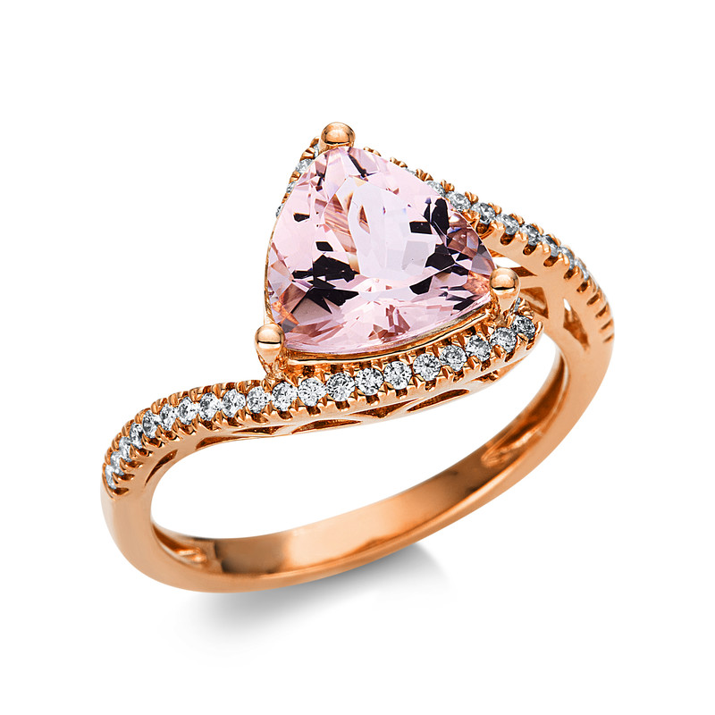 Image 90004657 - Ring 3er-Krappe 14 kt RG, 41 Brillanten 0,20 ct, TW-si, 1 Morganit 2,07 ct pink, ...