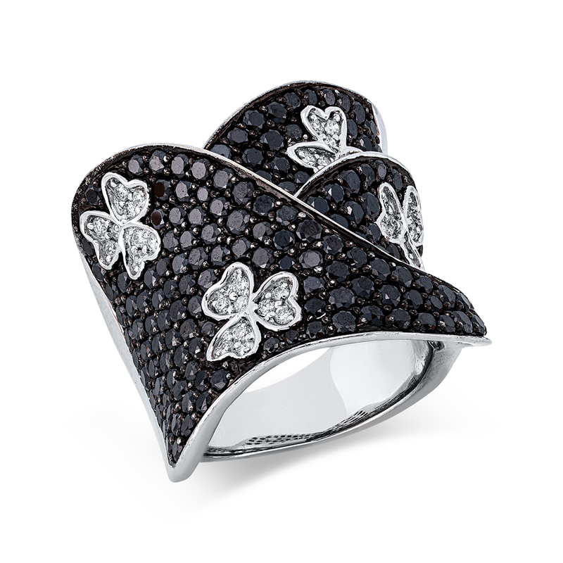 Image 90004721 - Ring 18 kt WG, Fassung teils schwarz rhodinie, 36 Brillanten 0,32 ct, TW-vsi/si, 178 ...