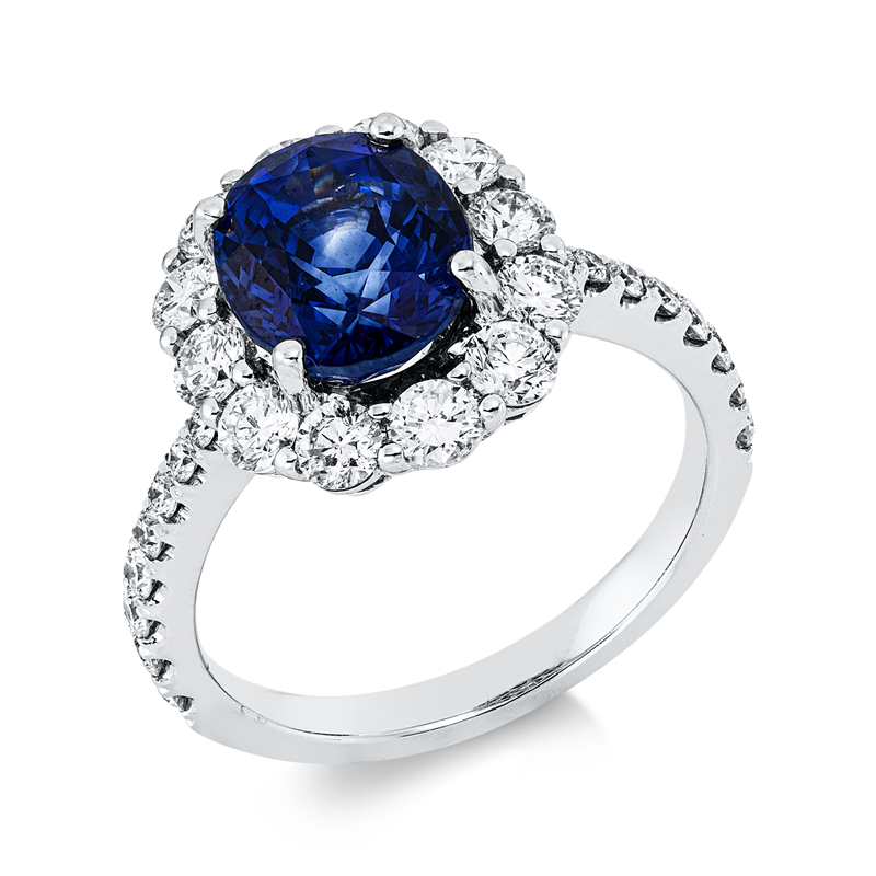 Image 90004725 - Ring 4er-Krappe 18 kt WG, 12 Brillanten 0,95 ct, TW-si, 16 Brillanten 0,31 ct, TW-si, 1 ...