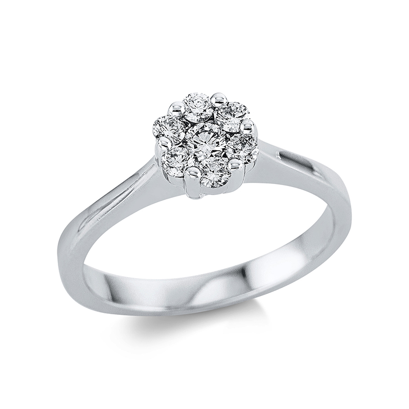 Image 90004575 - Ring 14 kt WG, 6 Brillanten 0,24 ct, TW-vsi, 1 Brill. 0,08 ct, TW-vsi, ...