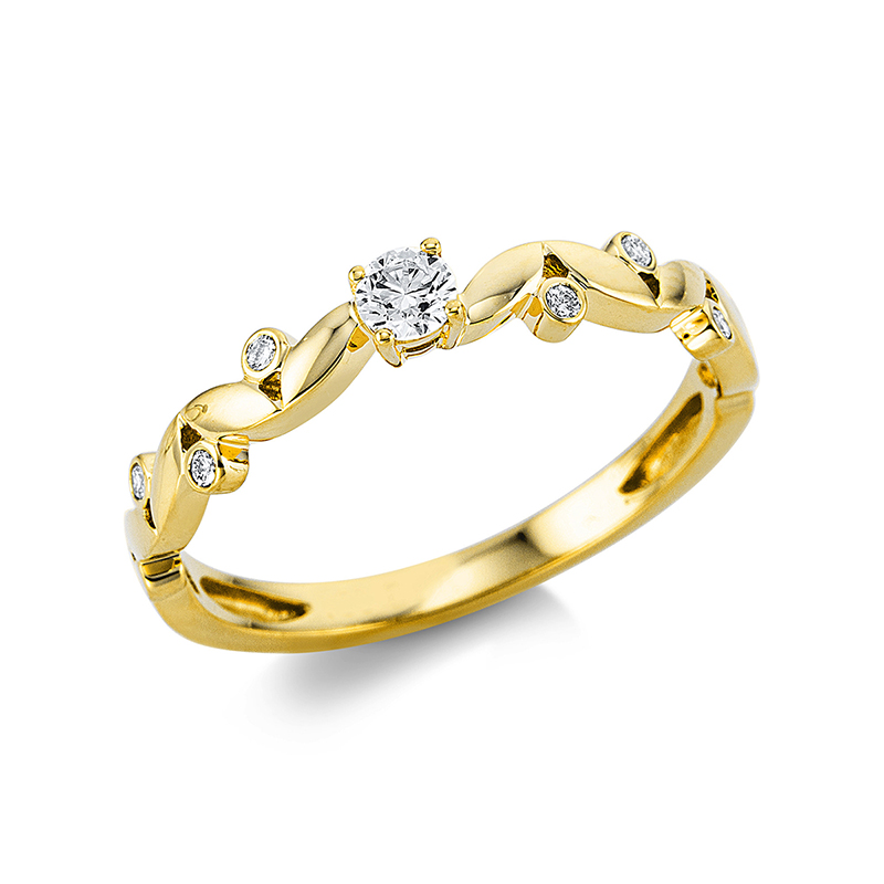 Image 90004576 - Ring 18 kt GG, 7 Brillanten 0,15 ct, TW-si, B:2,9 mm, Weite:54 =*=*= Unterkategorie: ...