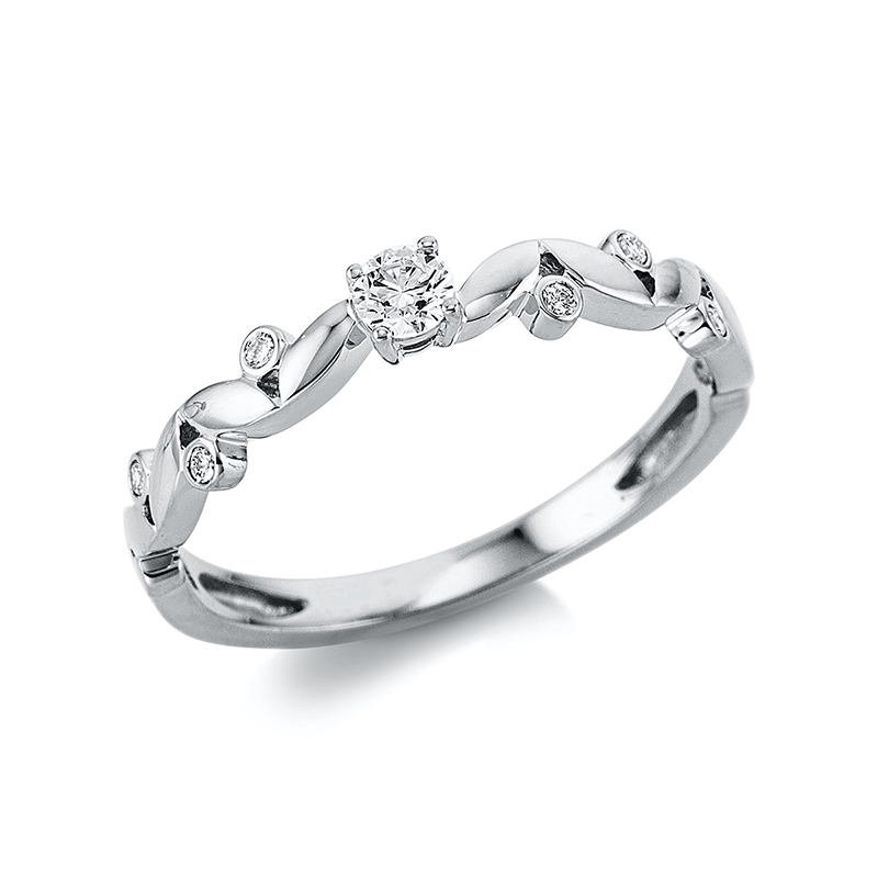 Image 90004578 - Ring 4er-Krappe 18 kt WG, 7 Brillanten 0,16 ct, TW-si, B:2,9 mm, ...