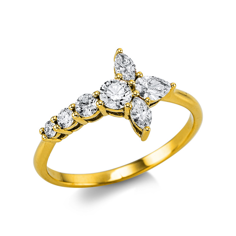 Image 90004586 - Ring 18 kt GG, 7 Fant-Schl. 0,64 ct, TW-vsi/si, H:10,7 mm, ...