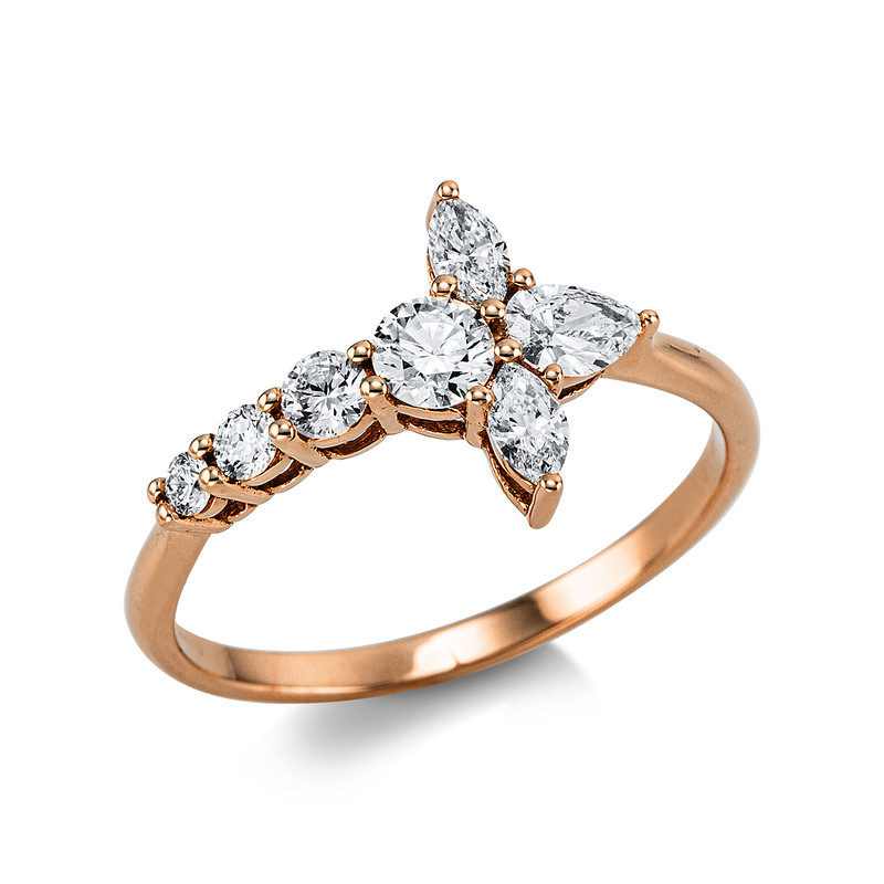 Image 90004587 - Ring 18 kt RG, 7 Fant-Schl. 0,65 ct, TW-vsi/si, H:10,7 mm, ...