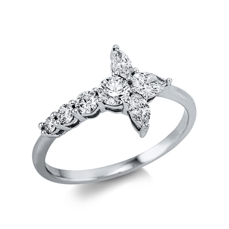 Image 90004589 - Ring 18 kt WG, 7 Fant-Schl. 0,65 ct, TW-vsi/si, H:10,8 mm, ...