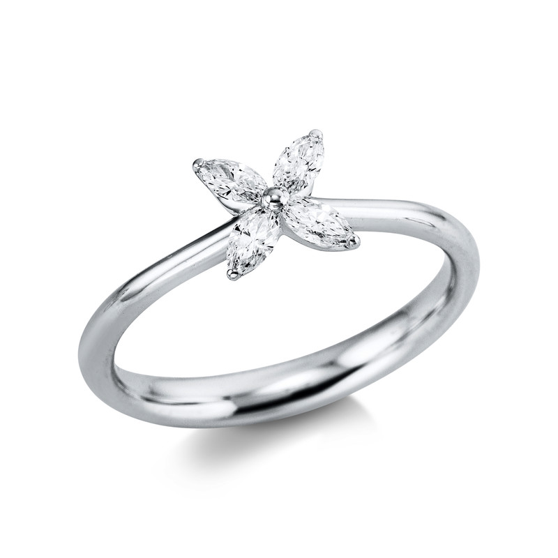 Image 90004594 - Ring 18 kt WG, 4 Navette 0,27 ct, F-si, H:6,5 mm, B:6,6 mm, ...