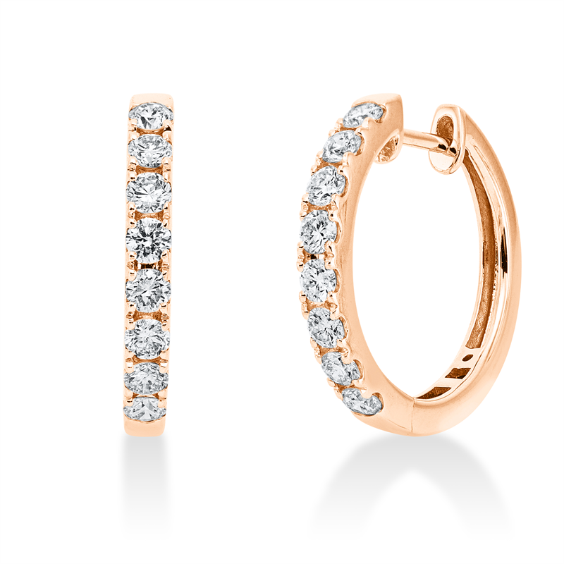 Image 90004769 - Creolen 18 kt RG, 16 Brillanten 0,83 ct, TW-si, H:17,3 mm, B:18,3 mm, S:2,2 ...