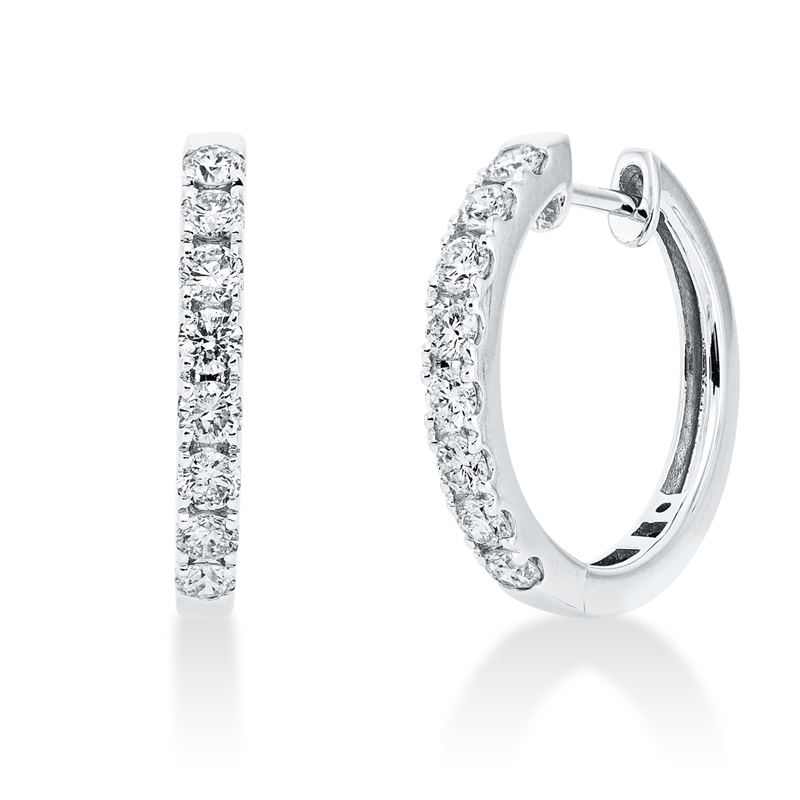 Image 90004770 - Creolen 18 kt WG, 16 Brillanten 0,76 ct, TW-si, H:17,3 mm, B:18,3 mm, S:2,2 ...