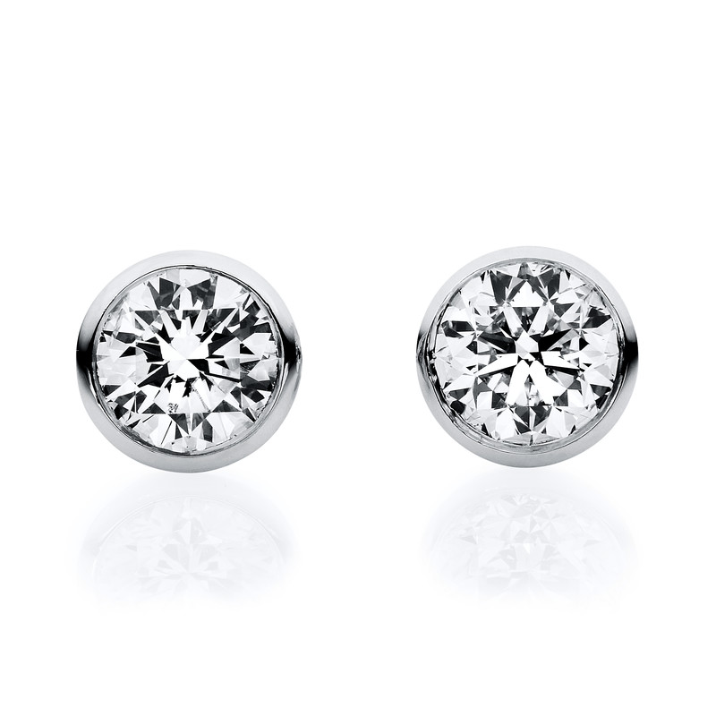 Image 90004630 - Ohrstecker Zarge 18 kt WG V-Zarge, GIA7491777690 GIA7493705681, 2 Brillanten 0,75 ct, ...