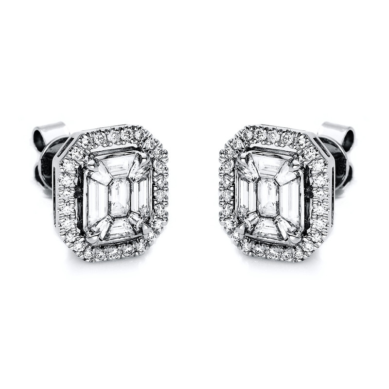 Image 90004631 - Ohrstecker 18 kt WG, 8 Baguette 0,17 ct, TW-si, 6 Baguette 0,30 ct, TW-si, 4 Baguette ...