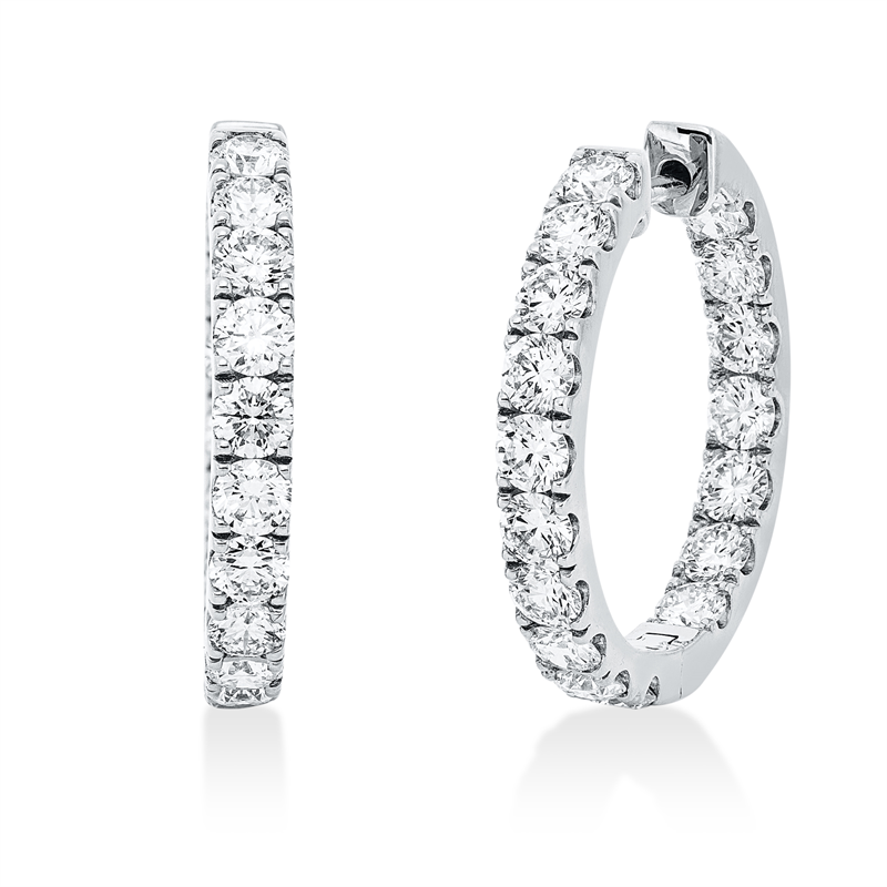 Image 90004635 - Creolen 18 kt WG, 34 Brillanten 4,09 ct, TW-si, H:23,8 mm, B:24,2 mm, S:3,2 ...