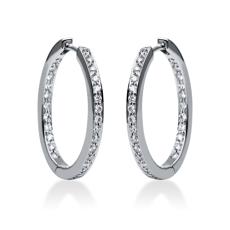 Image 90004788 - Creolen 18 kt WG, 56 Brillanten 0,76 ct, TW-vsi, H:25,0 mm, B:20,0 mm, S:2,0 ...
