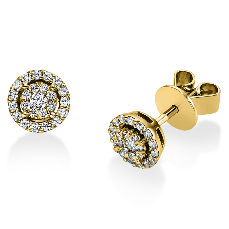 Image 90004790 - Ohrstecker 18 kt GG, 2 Brillanten 0,05 ct, TW-si, 46 Brillanten 0,20 ct, TW-si, Ø:6,4 ...