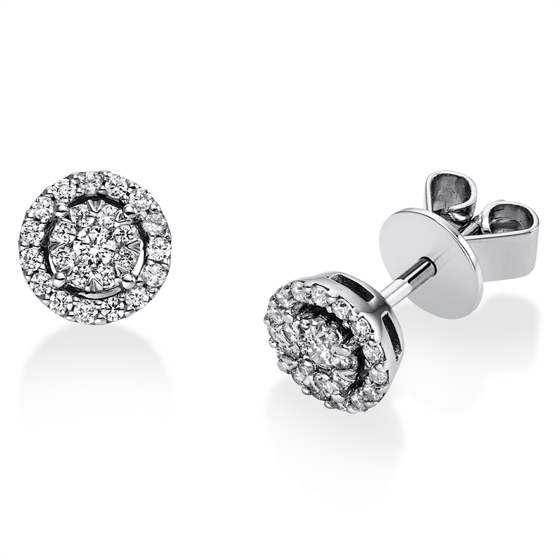 Image 90004792 - Ohrstecker 18 kt WG, 2 Brillanten 0,05 ct, TW-si, 46 Brillanten 0,21 ct, TW-si, Ø:6,4 ...