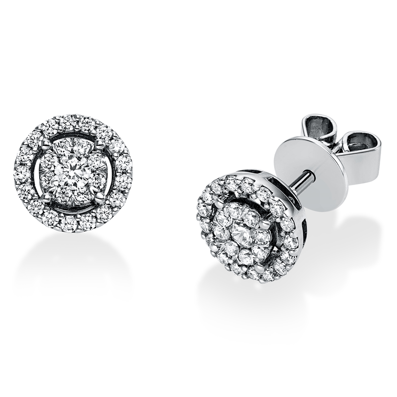 Image 90004793 - Ohrstecker 950 Pt Platin, 2 Brillanten 0,10 ct, TW-si, 50 Brillanten 0,28 ct, TW-si, ...