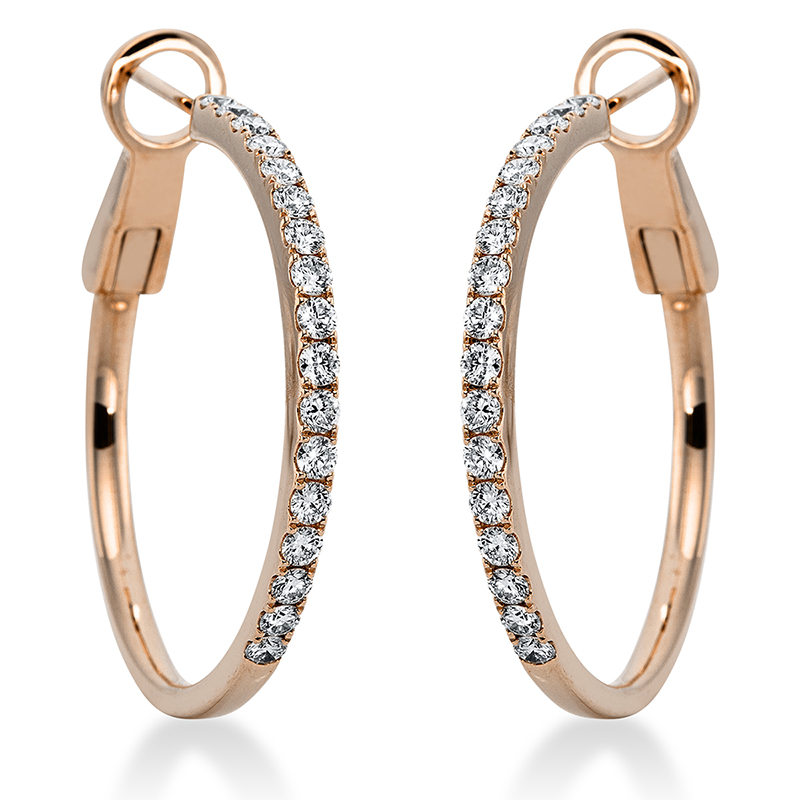 Image 90004841 - Creolen 18 kt RG, 34 Brillanten 0,97 ct, TW-vsi, H:32,7 mm, B:28,2 mm, S:2,0 ...