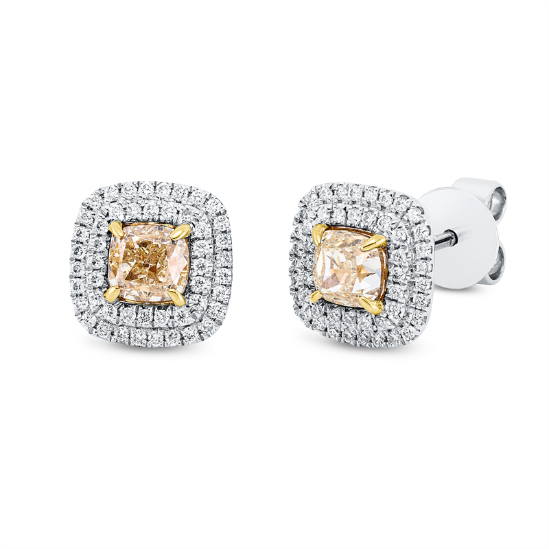 Image 90004844 - Ohrstecker 18 kt WG GG, 96 Brillanten 0,24 ct, TW-si, 2 Cushion 0,99 ct, ...