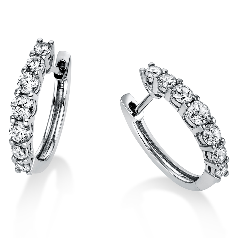 Image 90004845 - Creolen 14 kt WG, 4 Brillanten 0,18 ct, TW-si, 6 Brillanten 0,61 ct, TW-si, 4 Brillanten ...