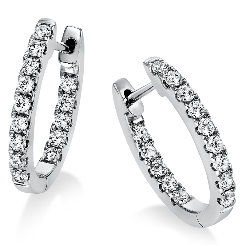 Image 90004846 - Creolen 950 Pt Platin, 28 Brillanten 0,59 ct, TW-si, H:16,8 mm, B:13,2 mm, S:2,0 ...
