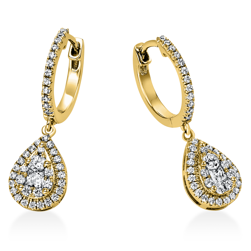 Image 90004848 - Ohrschmuck 18 kt GG Tropfen, 2 Brillanten 0,06 ct, TW-si, 2 Princ. 0,14 ct, TW-si, 82 ...