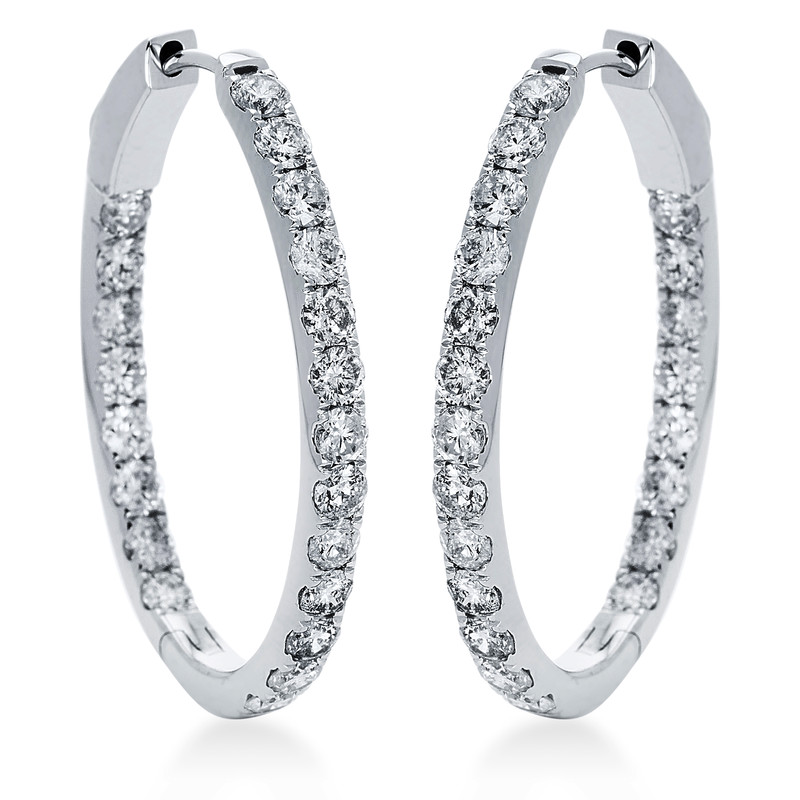 Image 90004857 - Creolen 18 kt WG, 42 Brillanten 3,06 ct, TW-si, H:31,6 mm, B:22,4 mm, S:2,6 ...