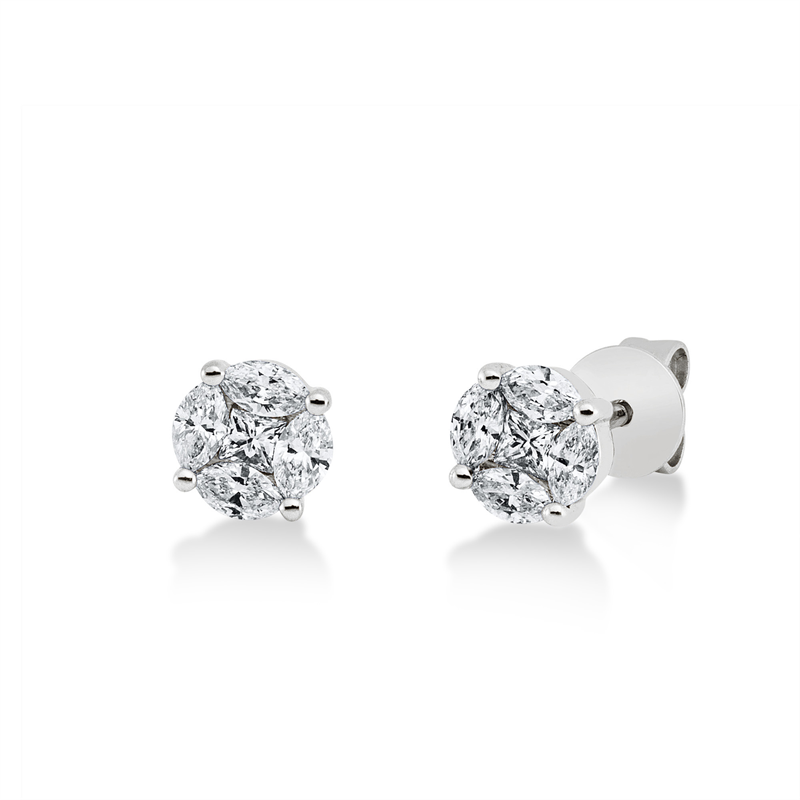 Image 90004859 - Ohrstecker 18 kt WG, 2 Princ. 0,09 ct, TW-si, 8 Navette 0,39 ct, ...