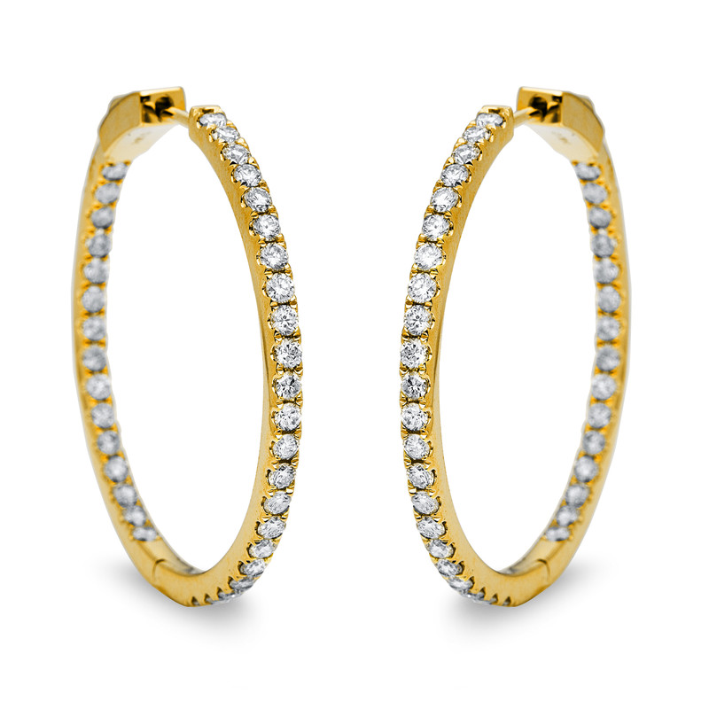 Image 90004863 - Creolen 18 kt GG, 74 Brillanten 1,95 ct, TW-si, H:31,5 mm, B:31,5 mm, S:2,5 ...