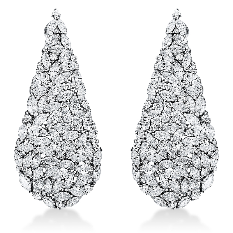 Image 90004864 - Ohrschmuck 18 kt WG Tropfen, 119 Navette 11,27 ct, TW-si, 84 Brillanten 1,13 ct, TW-si, ...
