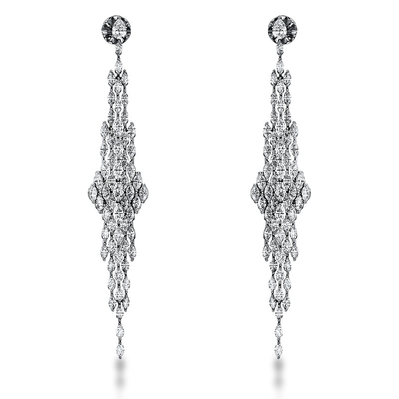 Image 90004796 - Ohrschmuck 18 kt WG, 120 Navette 15,53 ct, TW-vsi/si, 2 Tropfen 1,03 ct, ...