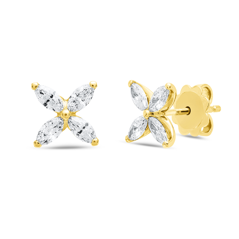 Image 90004801 - Ohrstecker 18 kt GG, 8 Navette 0,95 ct, F-si, H:8,1 mm, B:8,1 mm =*=*= Unterkategorie: ...
