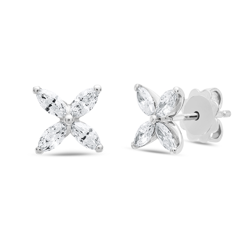 Image 90004802 - Ohrstecker 18 kt WG, 8 Navette 0,88 ct, F-si, H:8,1 mm, B:8,1 mm =*=*= Unterkategorie: ...