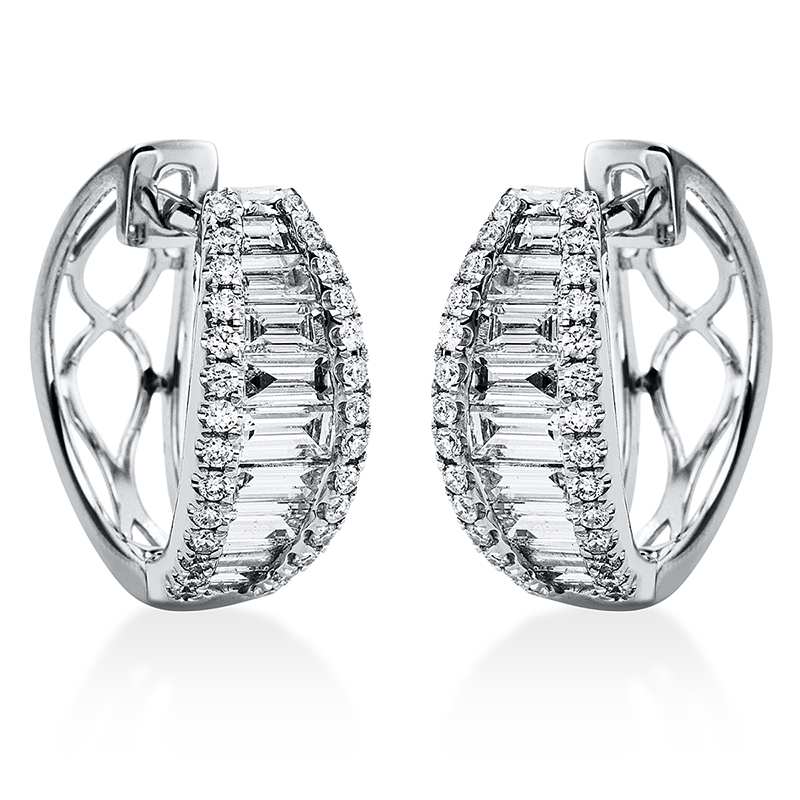 Image 90004803 - Creolen 18 kt WG, 56 Brillanten 0,37 ct, TW-si, 18 Baguette 1,26 ct, TW-si, H:16,7 mm, ...
