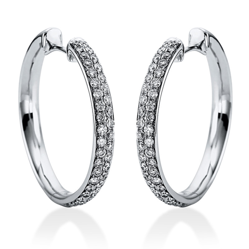 Image 90004805 - Creolen 18 kt WG, 82 Brillanten 0,86 ct, TW-vsi, H:24,8 mm, B:25,6 mm, S:3,1 ...