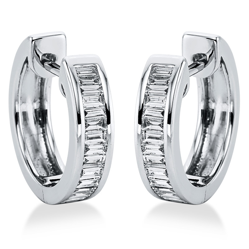 Image 90004809 - Creolen 18 kt WG, 29 Baguette 0,52 ct, TW-si, H:14,0 mm, B:3,6 mm, S:1,7 ...