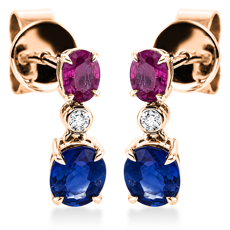 Image 90004819 - Ohrschmuck 4er-Krappe 18 kt RG, 2 Brillanten 0,03 ct, W-pi, 2 Rubine 0,50 ct rot, 2 ...