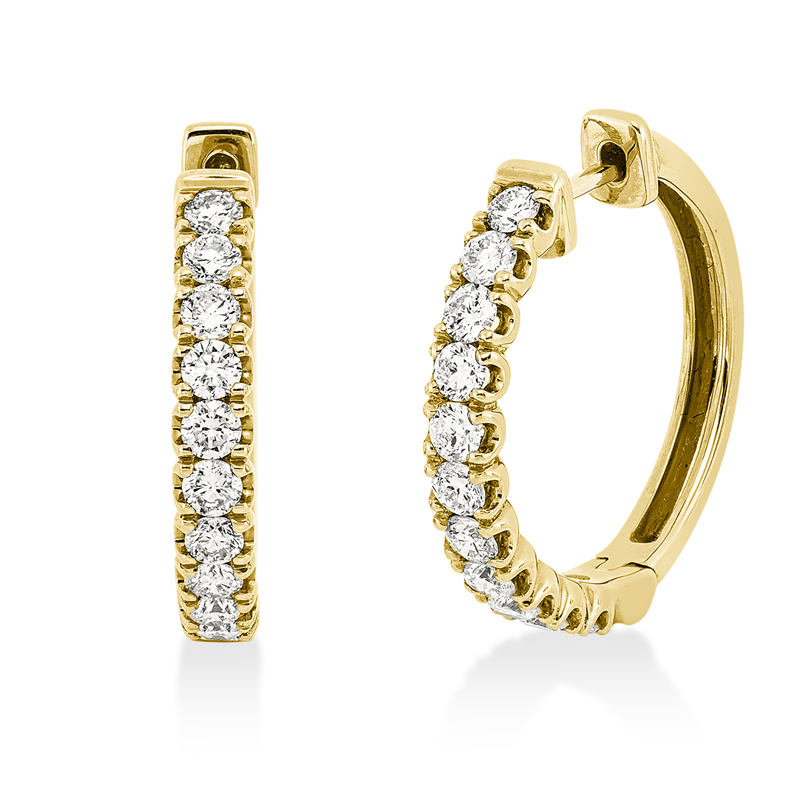 Image 90004820 - Creolen 18 kt GG, 22 Brillanten 1,01 ct, TW-si, H:20,9 mm, B:21,5 mm, S:3,3 ...