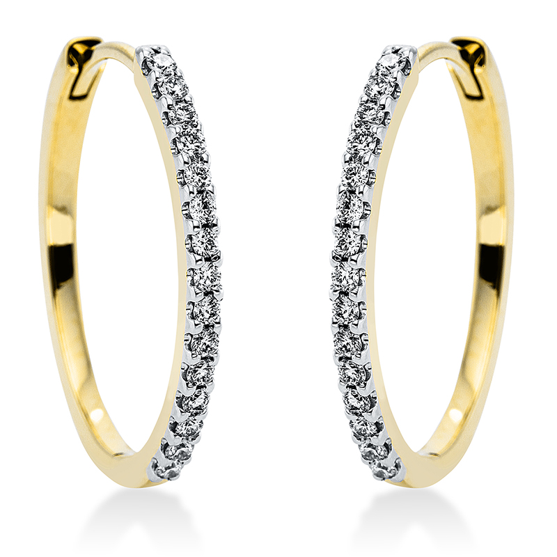 Image 90004822 - Creolen 14 kt GG WG, 30 Brillanten 0,34 ct, TW-si, H:20,4 mm, B:18,5 mm, S:1,6 ...