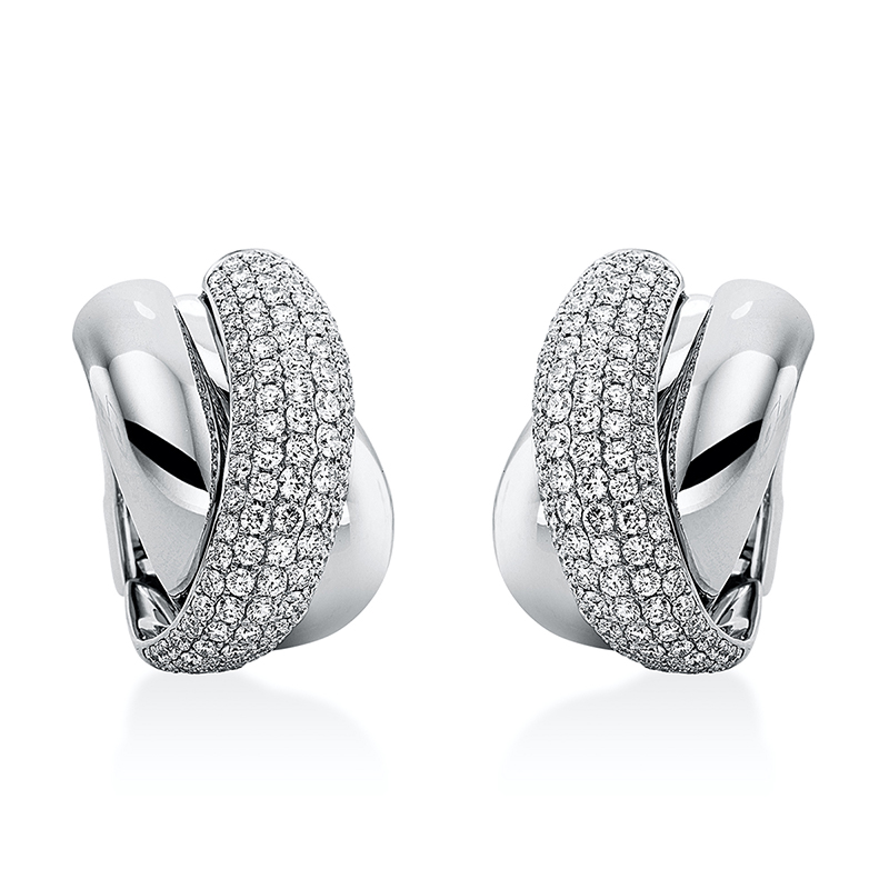 Image 90004824 - Creolen 18 kt WG, 242 Brillanten 3,50 ct, TW-vsi, H:23,2 mm, B:16,2 ...