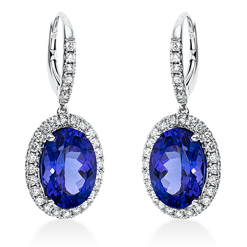 Image 90004825 - Ohrschmuck 4er-Krappe 18 kt WG, 60 Brillanten 0,97 ct, TW-si, 2 Tansanit 11,63 ct blau, ...